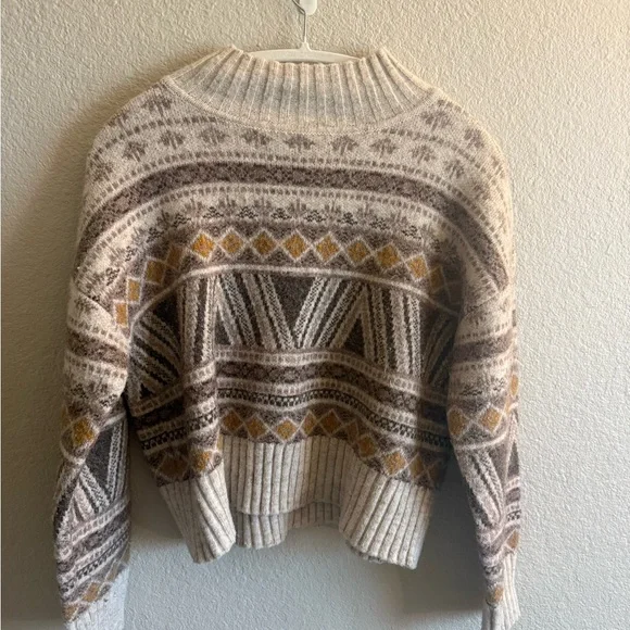 Bohemian Sweater - Women's Oversized Patterned Geometric Neutrals Earthy - Picture 2 of 8